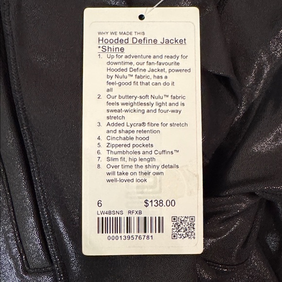 NWT Lululemon Hooded Define Jacket *Shine - Radiate Foil Print Black - Picture 13 of 13